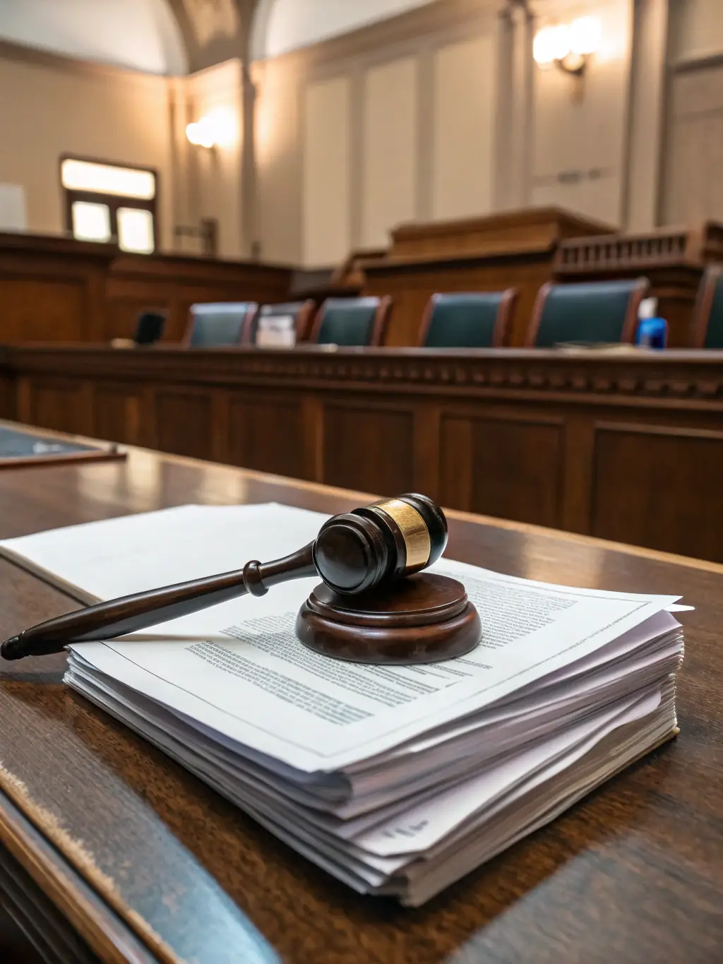 An image showing legal documents and a gavel, representing legal support and compliance in debt recovery processes.